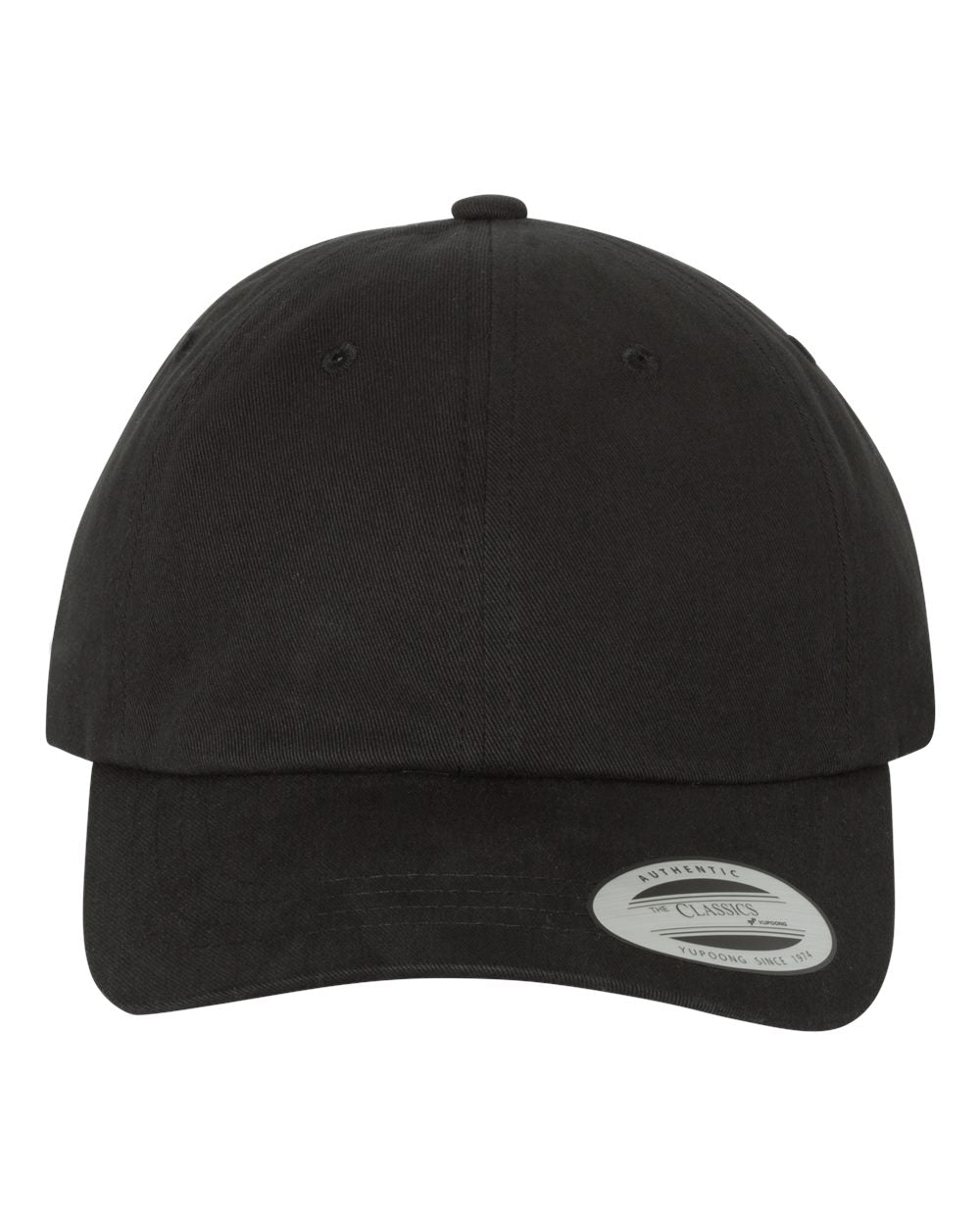 YP Classics Peached Cotton Twill Dad Hat 6245PT Black Color Peached Cotton Twill Dad Hat