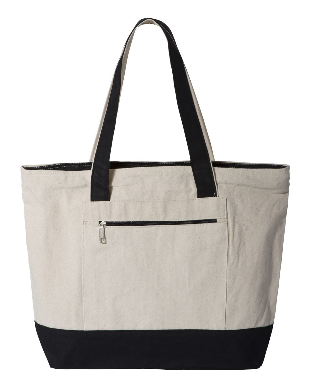 Q-Tees 19L Zippered Tote Q1300 #color_Natural/ Black