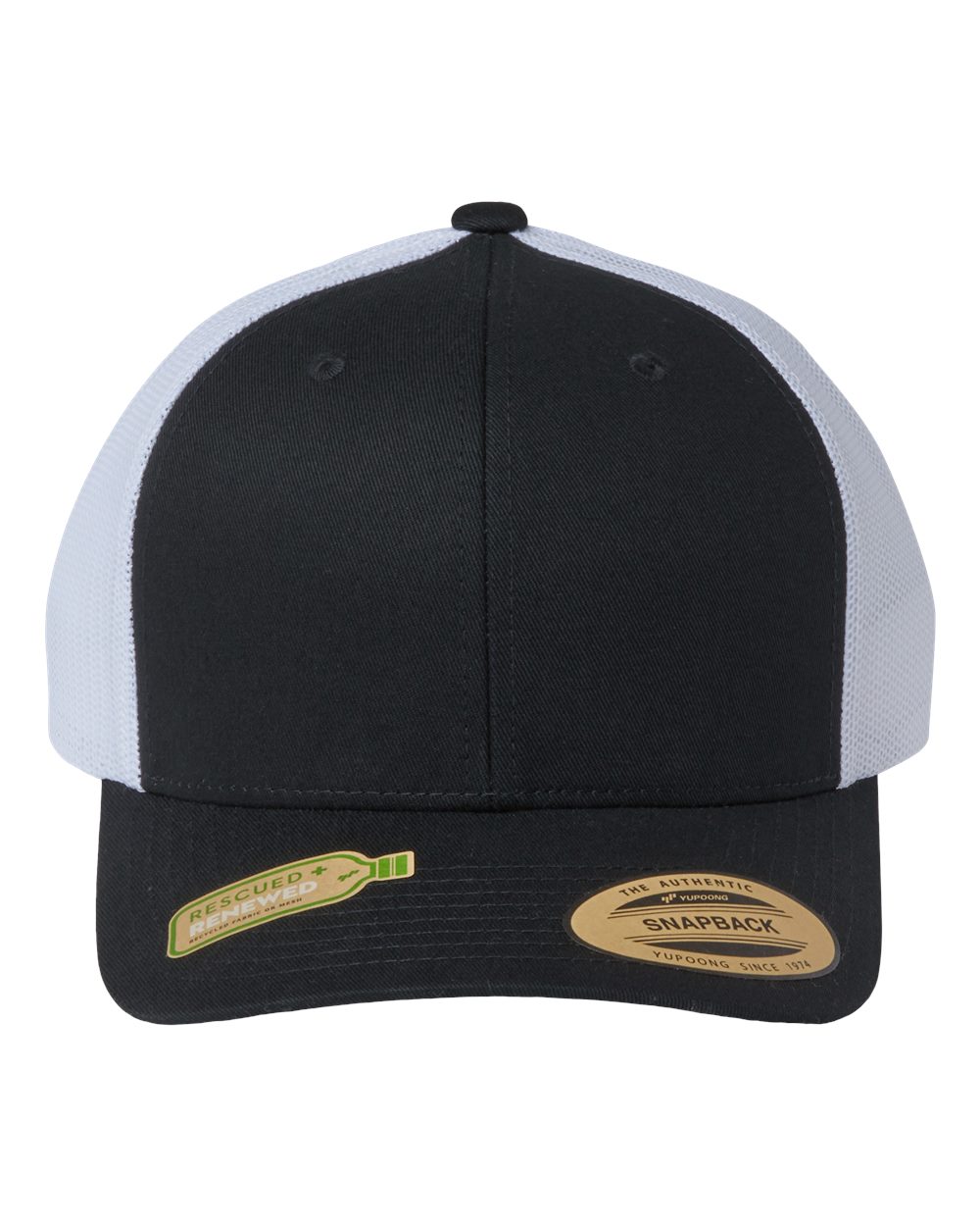 YP Classics Sustainable Retro Trucker Cap 6606R #color_Black/ White