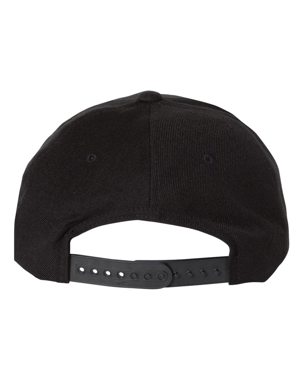 Black Color Premium Five-Panel Curved Visor Snapback Cap Back View