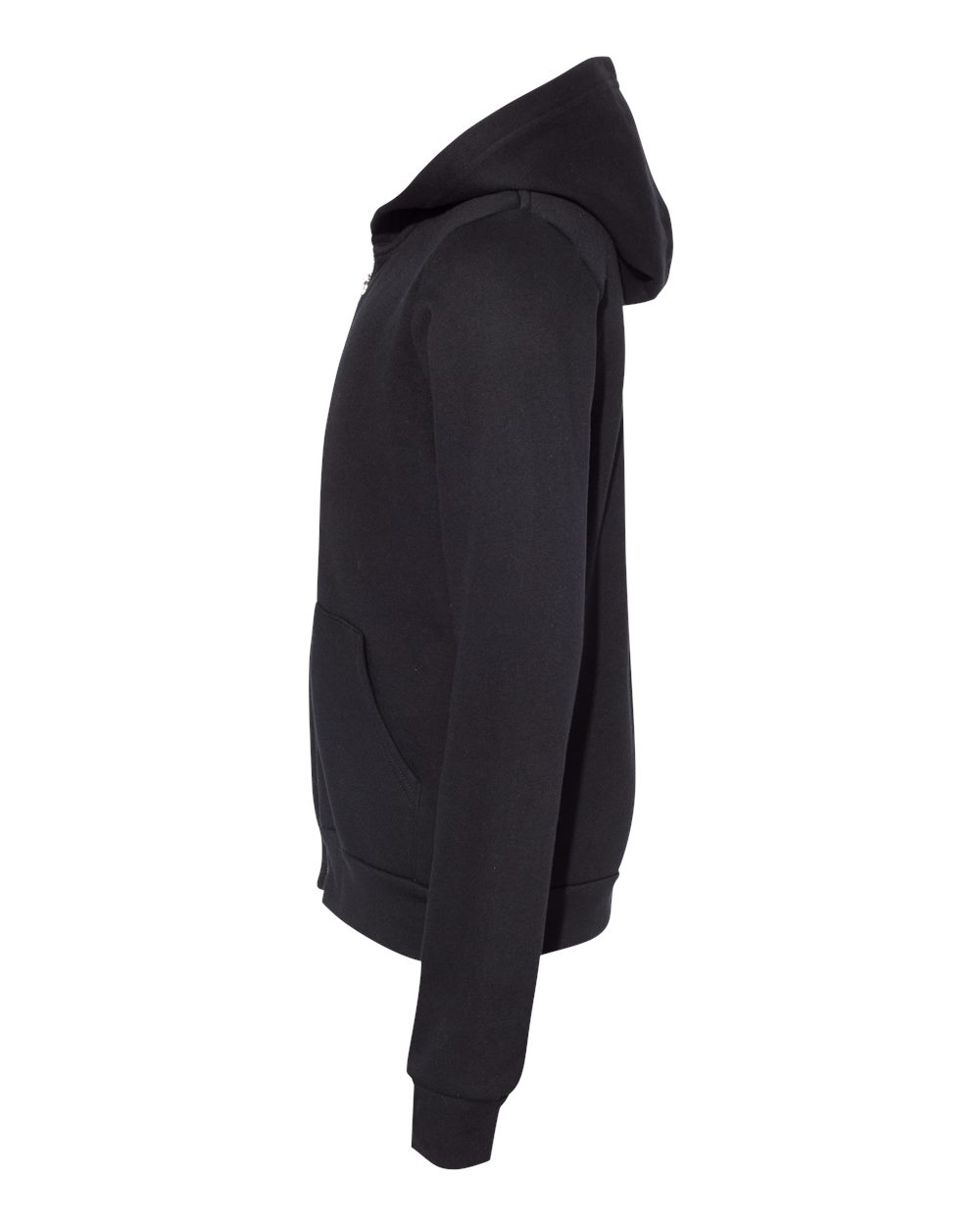 Black Color Youth Sponge Fleece Full-Zip Hoodie