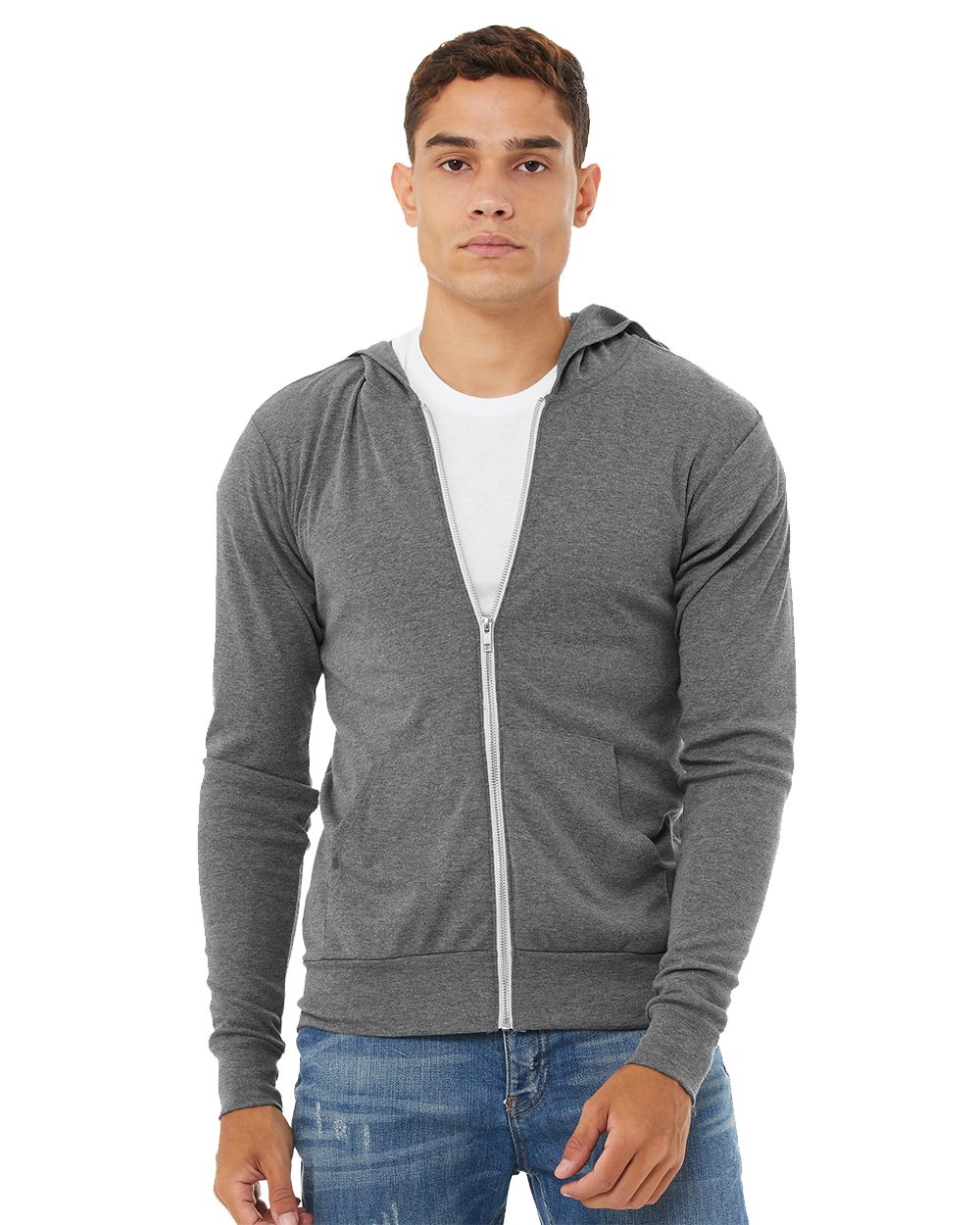 BELLA + CANVAS Triblend Lightweight Full-Zip Hooded Long Sleeve Tee 3939 Triblend Lightweight Full-Zip Hooded Long Sleeve Tee