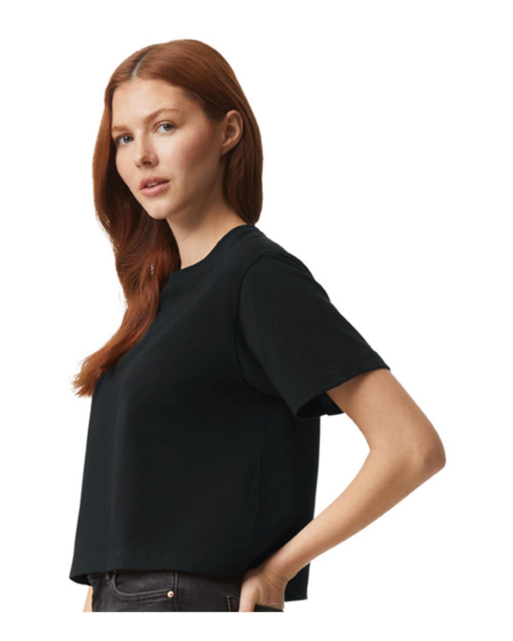 American Apparel Women's Fine Jersey Boxy Tee 102 #colormdl_Black