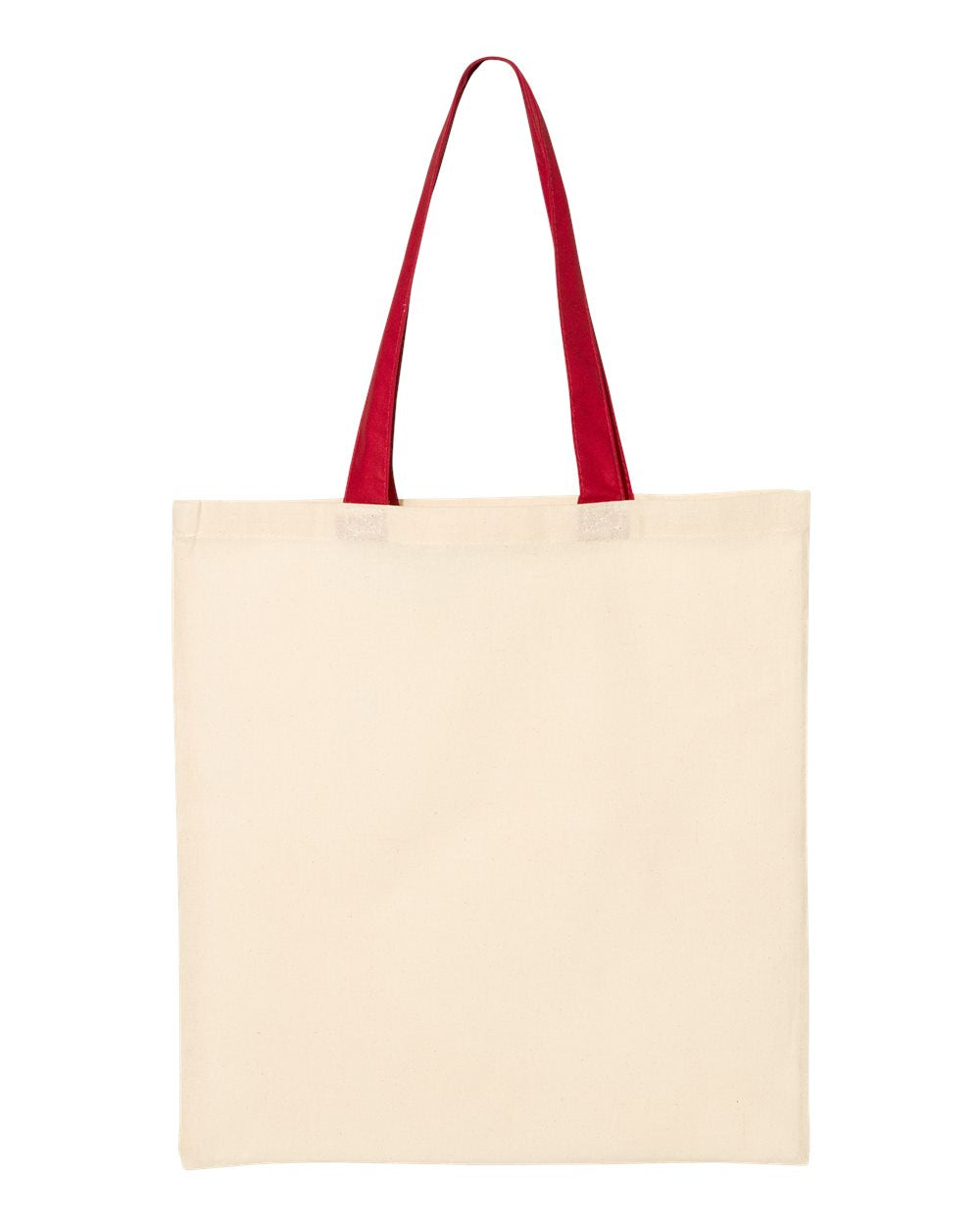 Q-Tees Economical Tote with Contrast-Color Handles QTB6000 #color_Natural/ Red