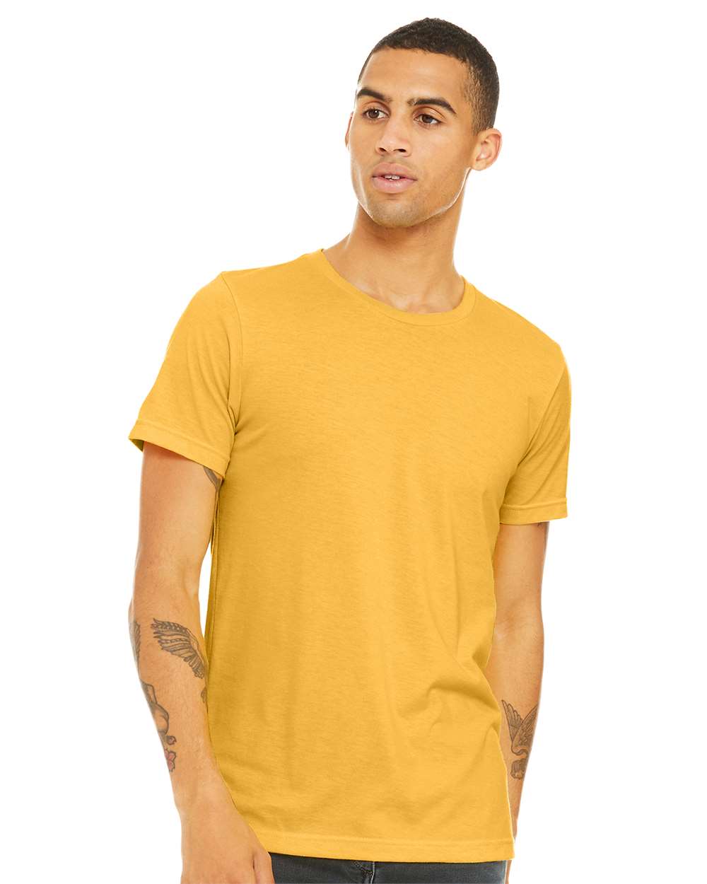 BELLA + CANVAS CVC Jersey Tee 3001CVC mdl Heather Yellow Gold Color CVC Jersey Tee