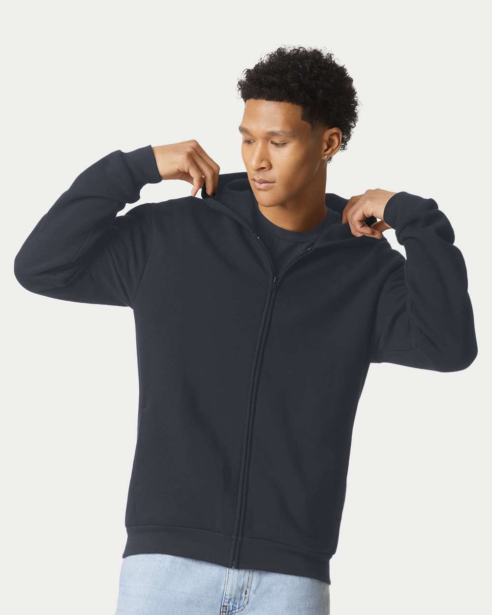 American Apparel  RF497 ReFlex Fleece Full-Zip Hoodie #colormdl_Black