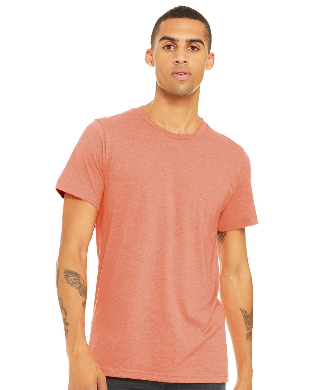 BELLA + CANVAS CVC Jersey Tee 3001CVC mdl Heather Sunset Color CVC Jersey Tee