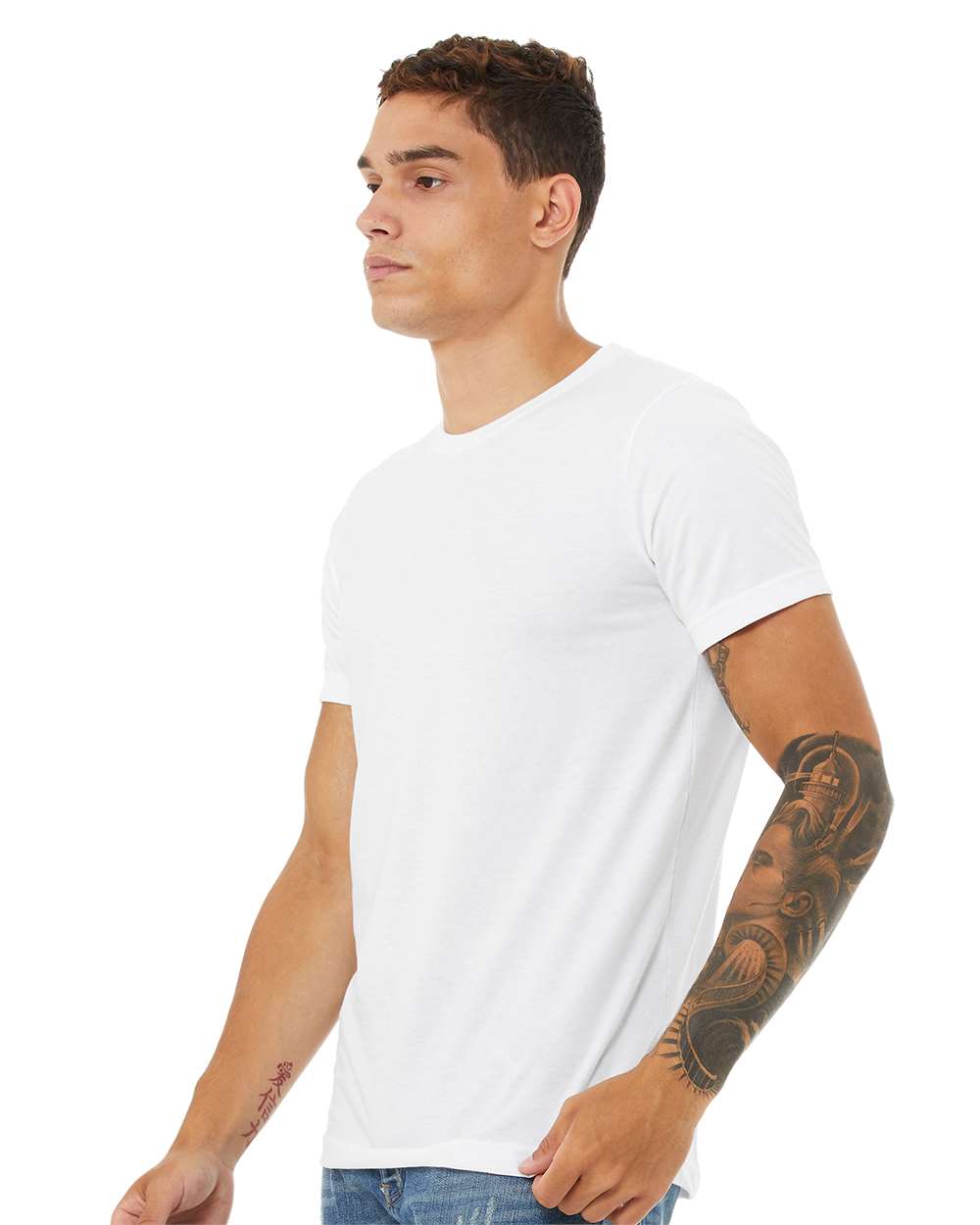 mdl Solid White Blend Color CVC Jersey Tee
