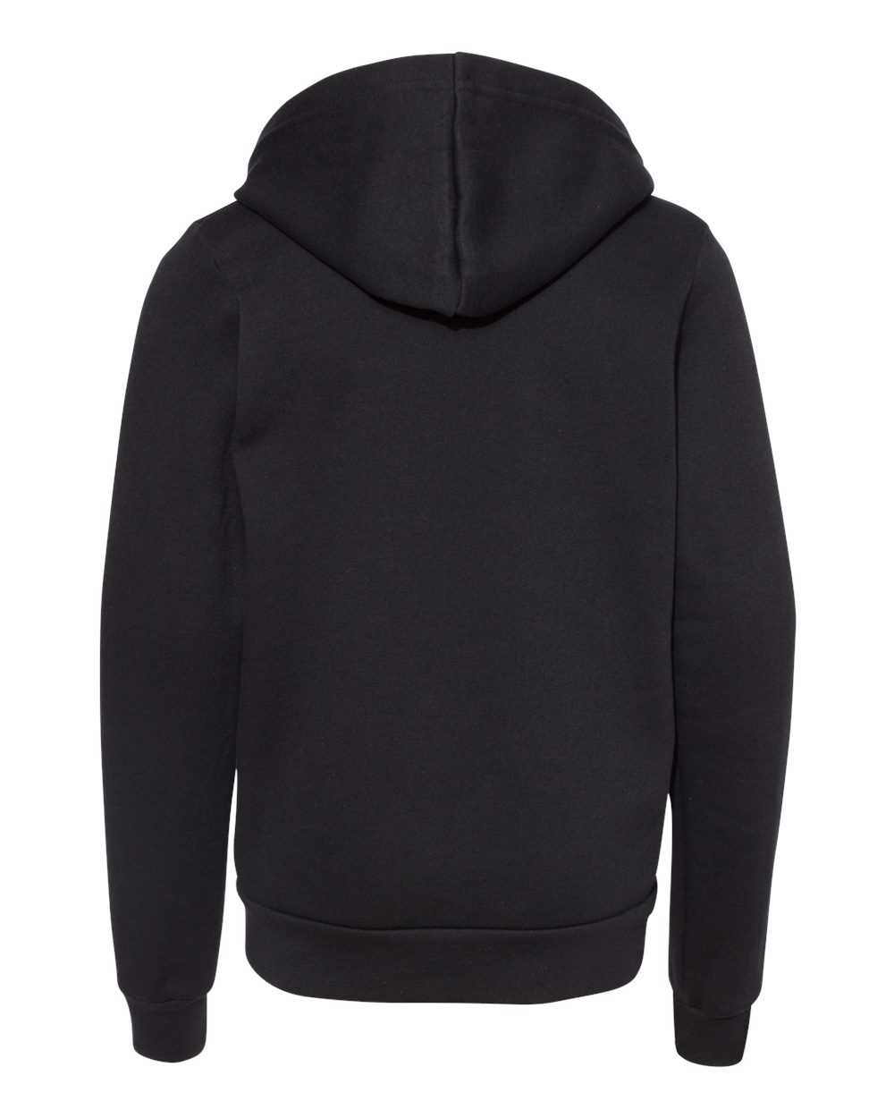 Black Color Youth Sponge Fleece Full-Zip Hoodie