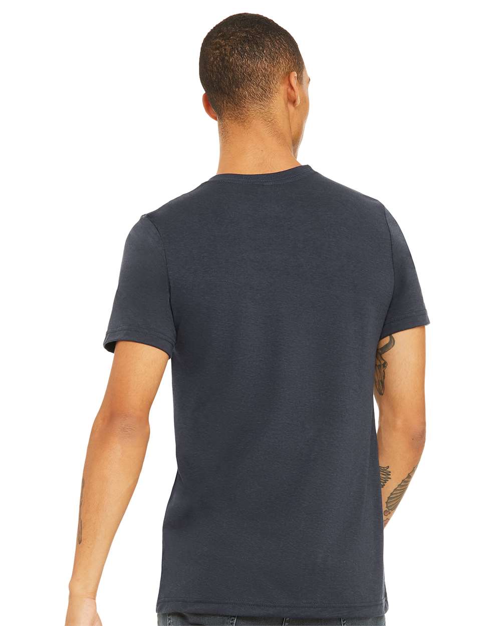 BELLA + CANVAS CVC Jersey Tee 3001CVC mdl Heather Midnight Navy Color CVC Jersey Tee