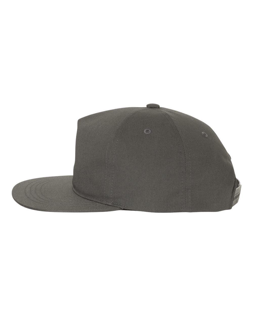 YP Classics Unstructured Five-Panel Snapback Cap 6502 Charcoal Color Unstructured Five-Panel Snapback Cap Side View