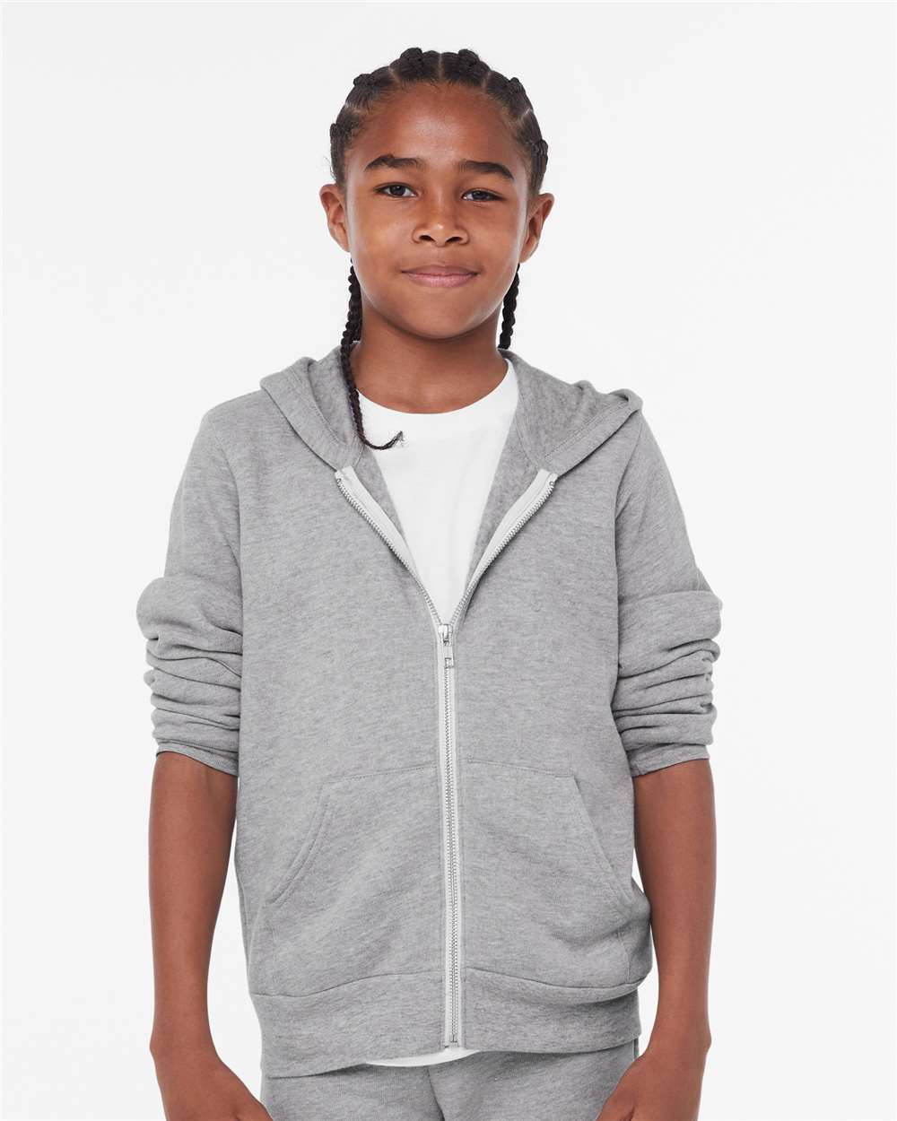 mdl Athletic Heather Color Youth Sponge Fleece Full-Zip Hoodie