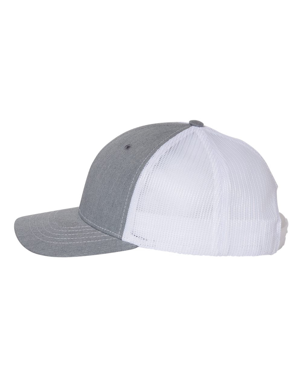 Heather Grey and White Color Youth Trucker Snapback Cap Side Grey
