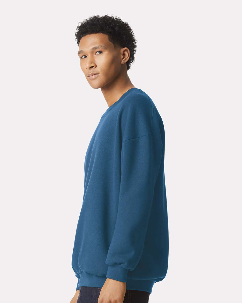 American Apparel RF496 ReFlex Fleece Crewneck Sweatshirt #colormdl_Sea Blue