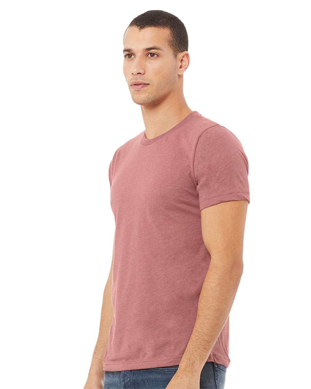 BELLA + CANVAS CVC Jersey Tee 3001CVC mdl Heather Mauve Color CVC Jersey Tee