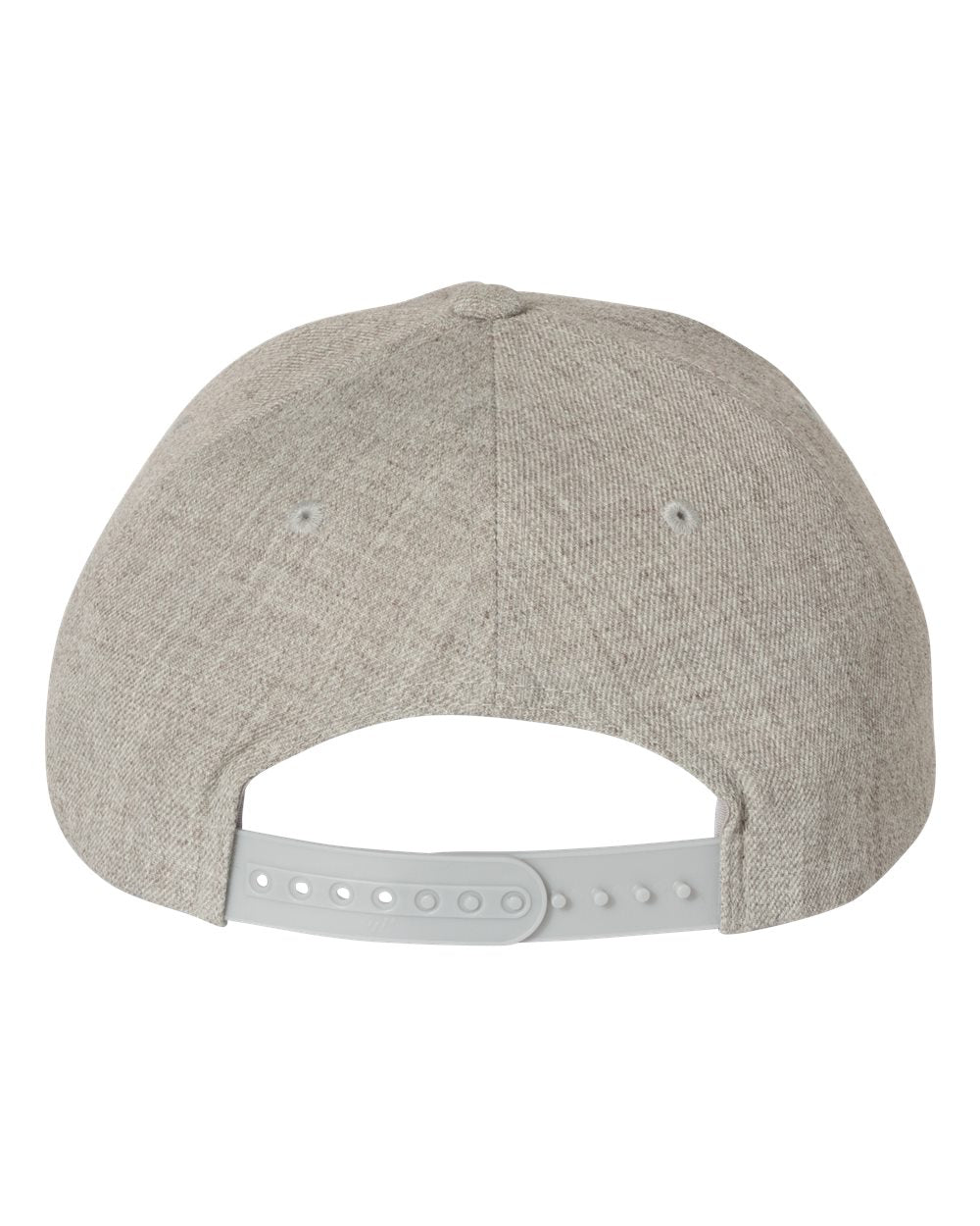 Heather Grey Color Premium Five-Panel Curved Visor Snapback Cap Back View