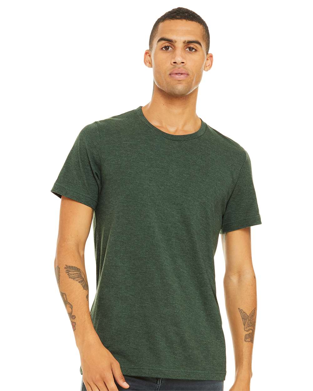 BELLA + CANVAS CVC Jersey Tee 3001CVC mdl Heather Forest Color CVC Jersey Tee