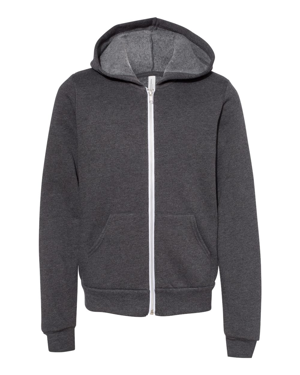 Dark Grey Heather Color Youth Sponge Fleece Full-Zip Hoodie