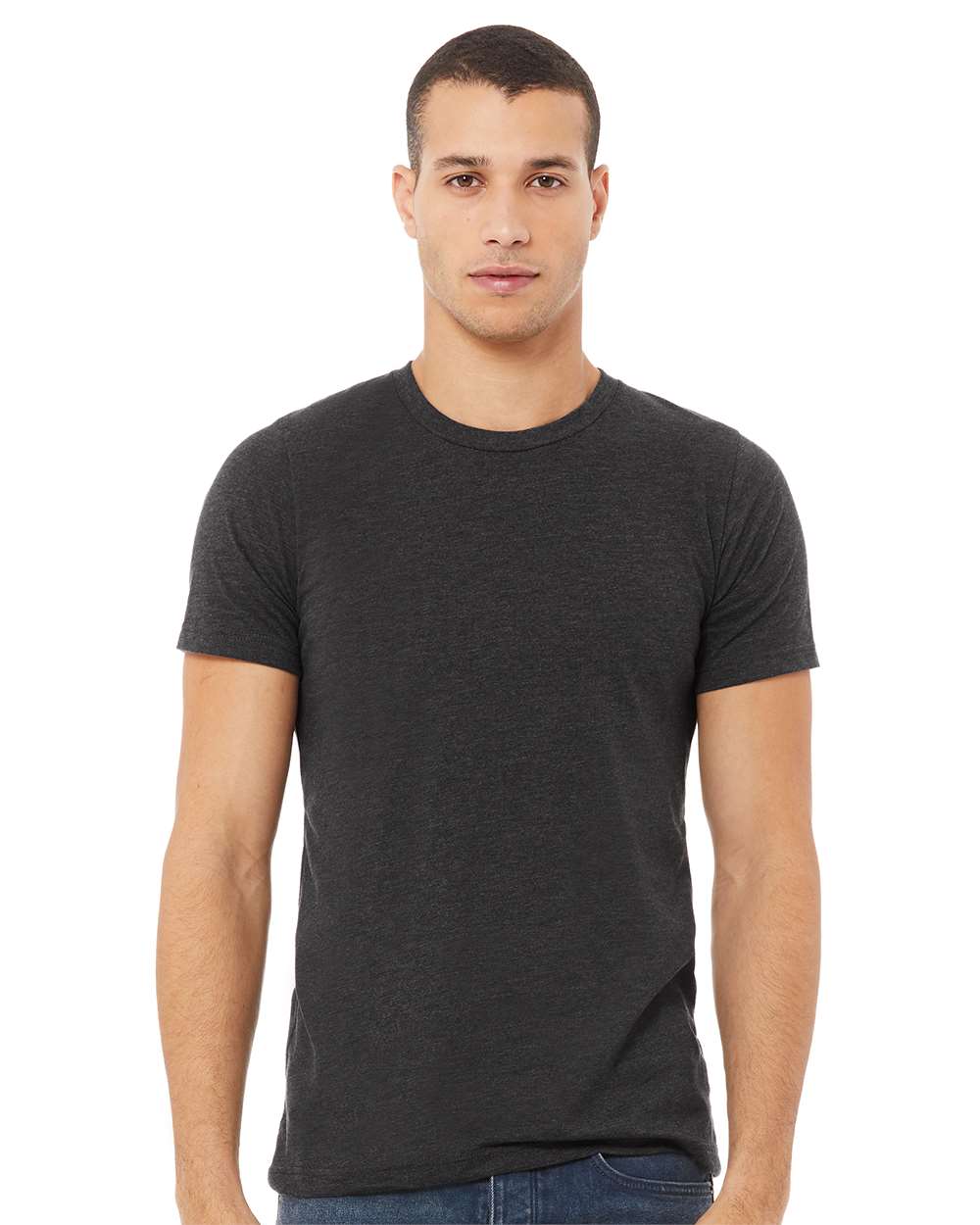 BELLA + CANVAS CVC Jersey Tee 3001CVC mdl Dark Grey Heather Color CVC Jersey Tee