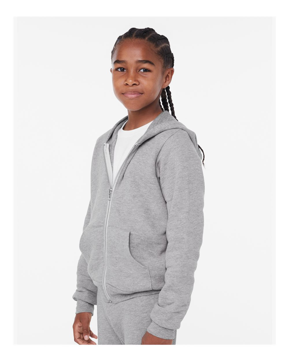 mdl Athletic Heather Color Youth Sponge Fleece Full-Zip Hoodie