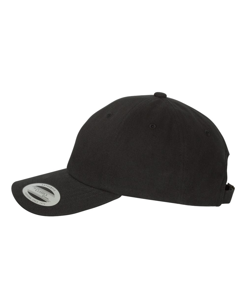 Black Color Peached Cotton Twill Dad Hat Side View