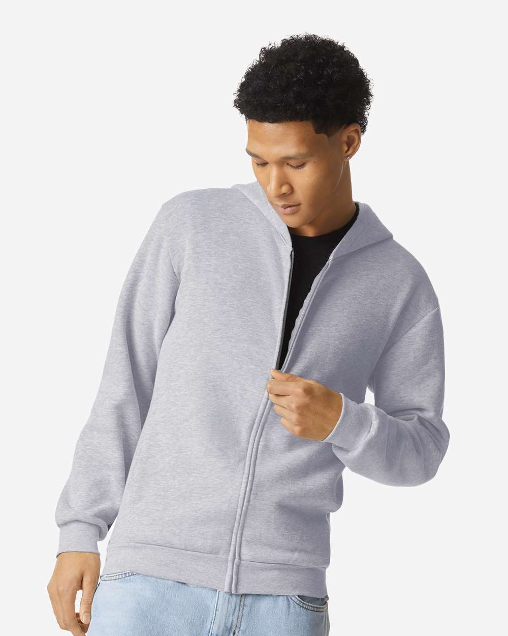 American Apparel  RF497 ReFlex Fleece Full-Zip Hoodie #colormdl_Heather Grey