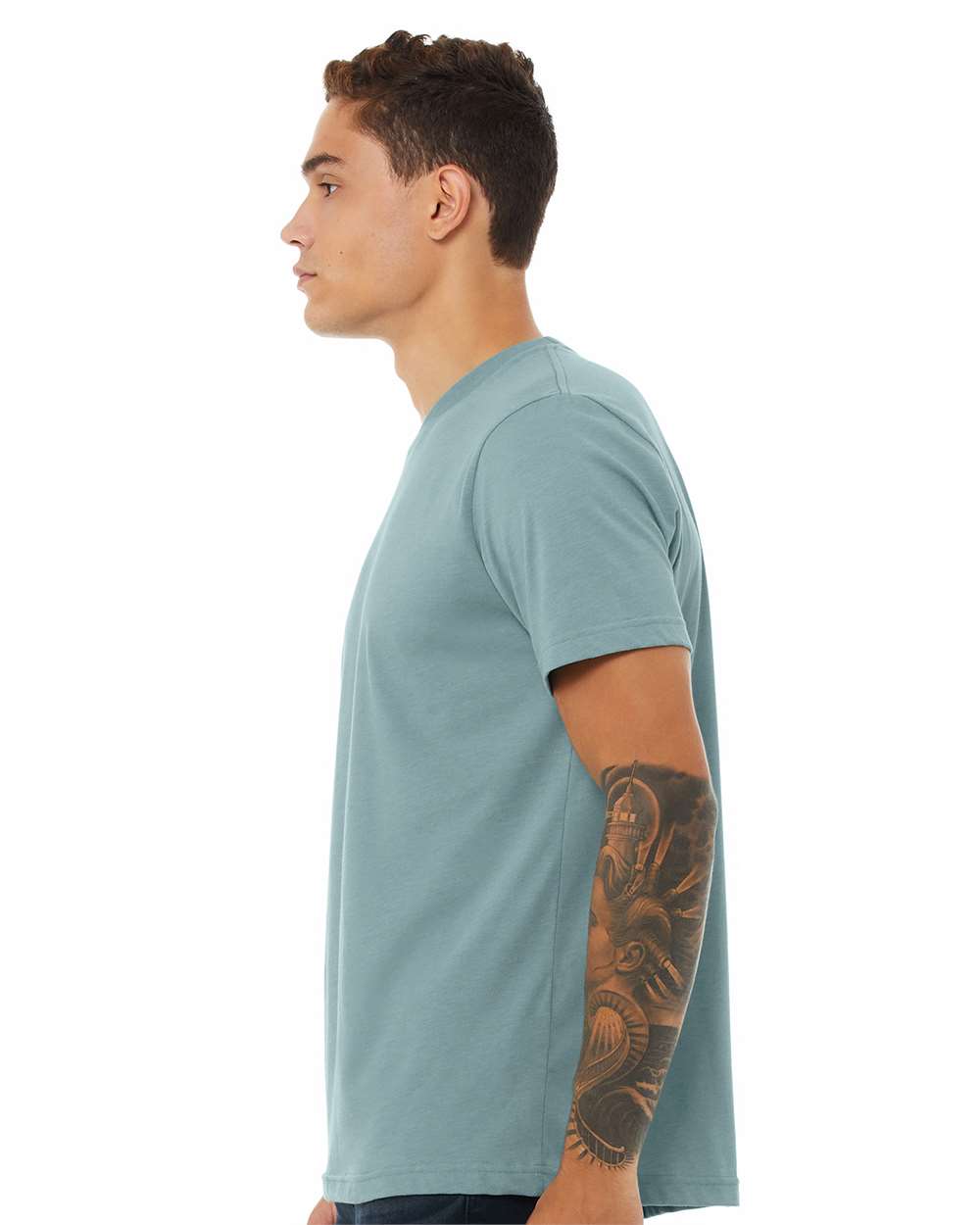 BELLA + CANVAS CVC Jersey Tee 3001CVC mdl Heather Blue Lagoon Color CVC Jersey Tee