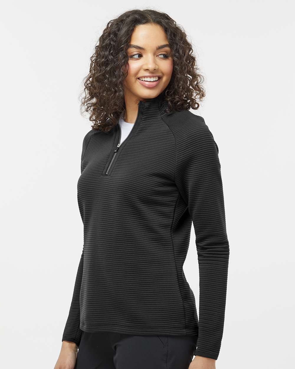 Adidas A589 Women's Spacer Quarter-Zip Pullover #colormdl_Black