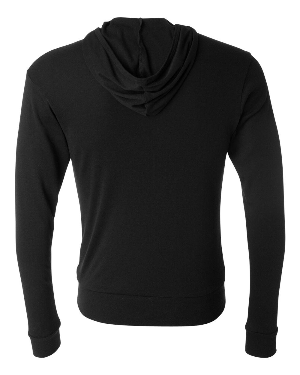 Solid Black Triblend Color Triblend Lightweight Full-Zip Hooded Long Sleeve Tee