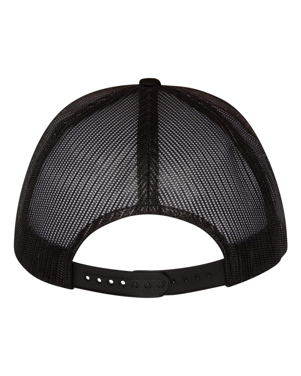 Black, White and Black Color Flat Bill Trucker Cap Back View