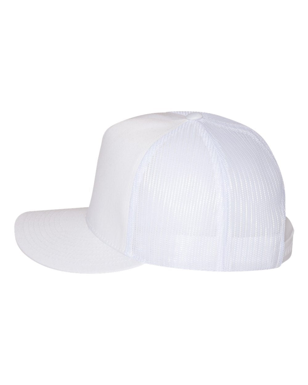 White Color Flat Bill Trucker Cap Side View