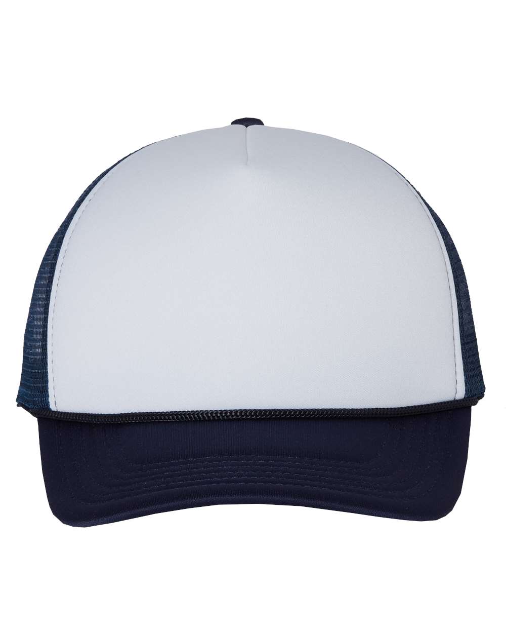 White and Navy Color Mesh-Back Trucker Cap