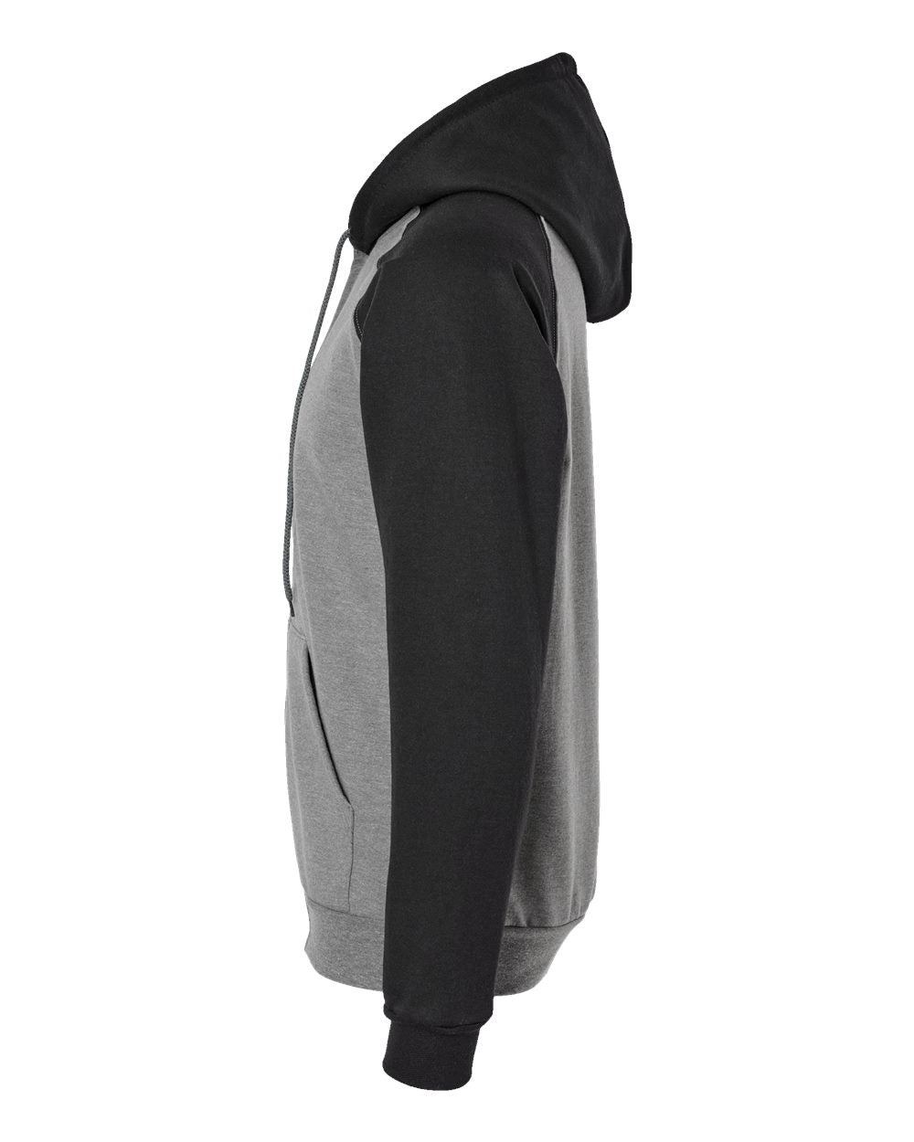 King Fashion Fleece Raglan Hooded Full-Zip Sweatshirt KF4048 #color_Grey Heather/ Black