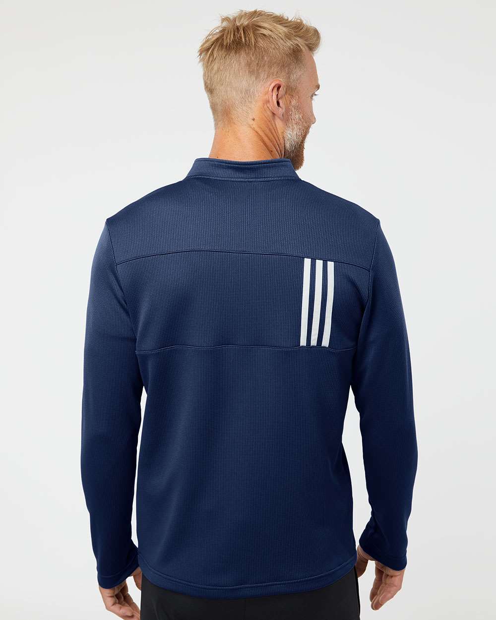 Adidas  A482 3-Stripes Double Knit Quarter-Zip Pullover #colormdl_Team Navy Blue/ Grey Two