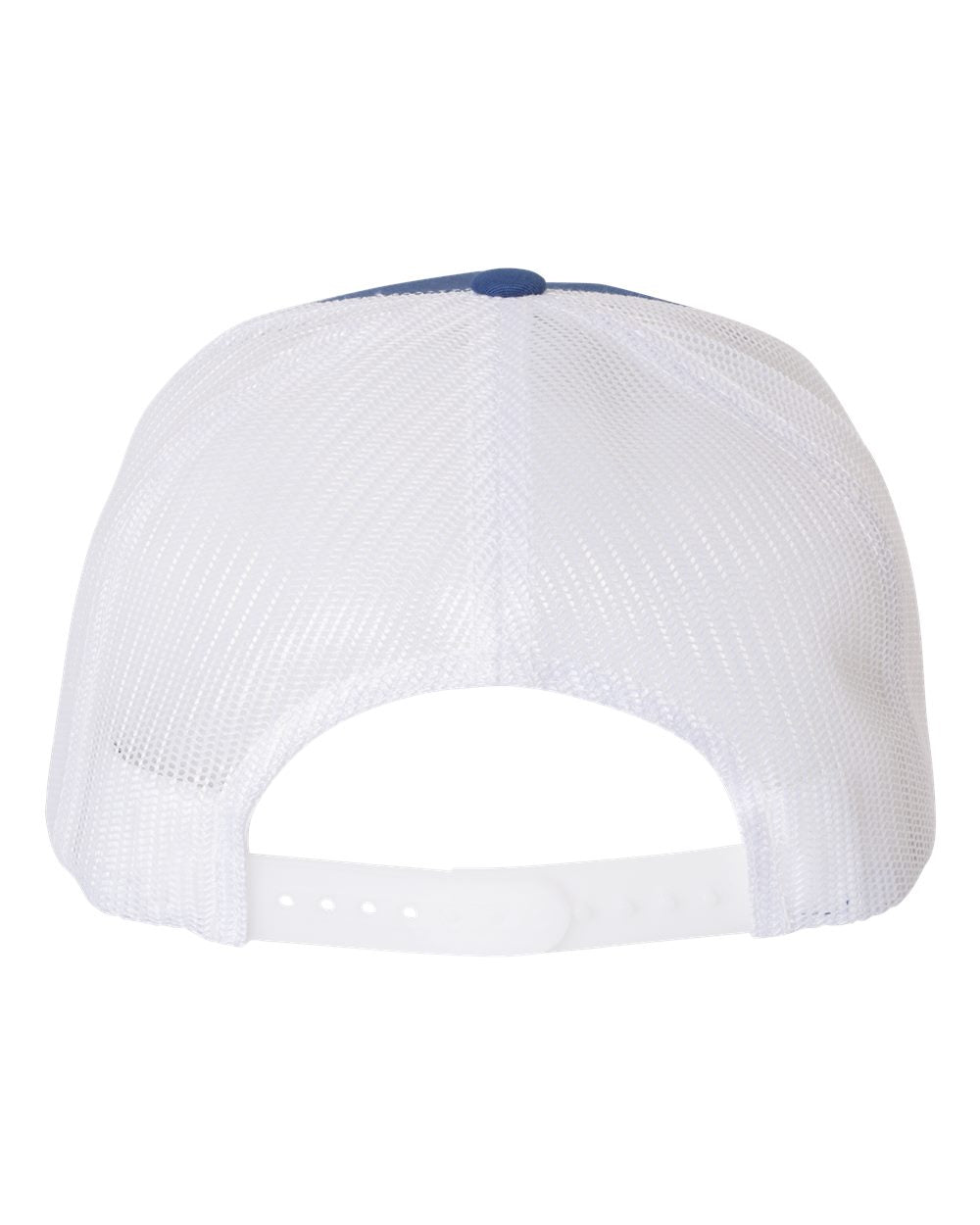 Royal and White Color Flat Bill Trucker Cap Back View