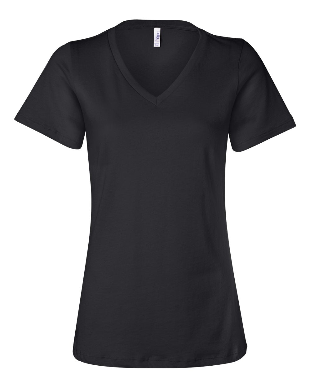 Black Color Women’s Relaxed Jersey V-Neck Tee