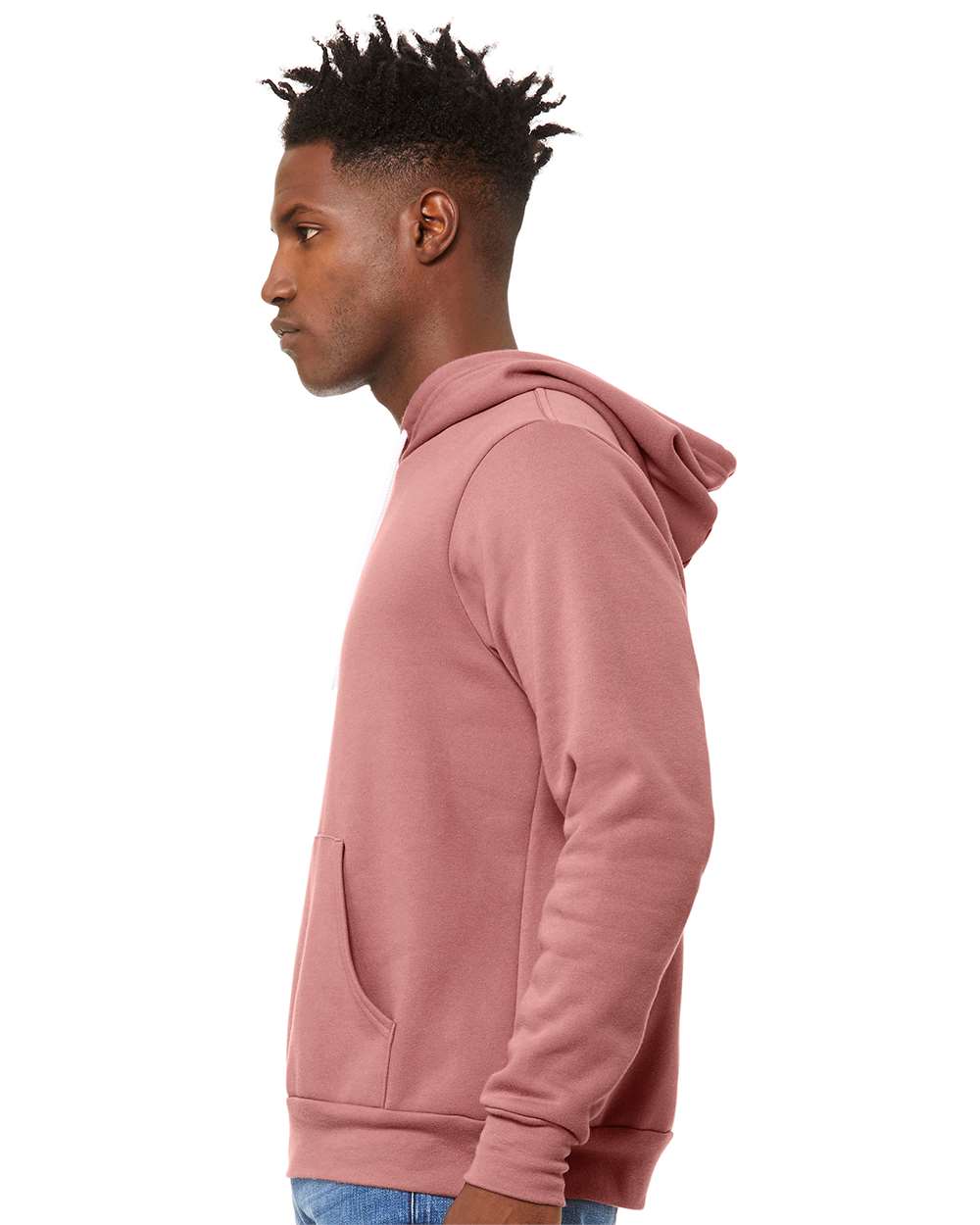 BELLA + CANVAS Unisex Sponge Fleece Hoodie 3719 mdl Mauve Color Unisex Sponge Fleece Hoodie