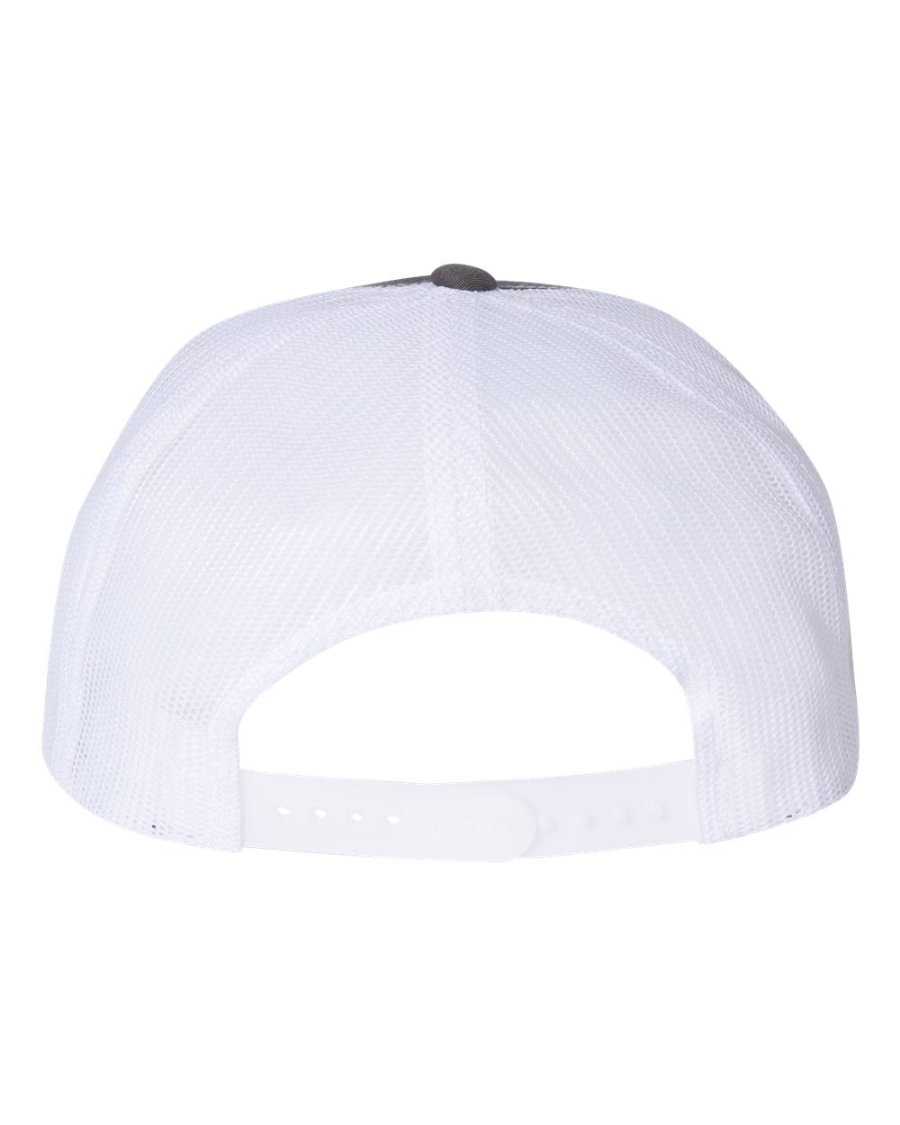Charcoal and White Color Flat Bill Trucker Cap Back View
