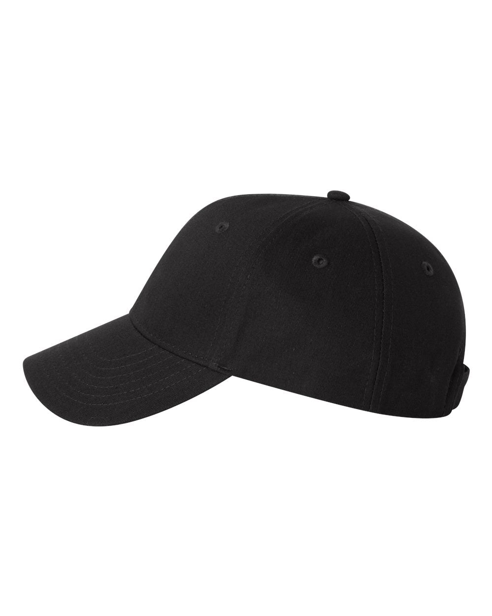 Black Color Valucap Chino Cap Side View