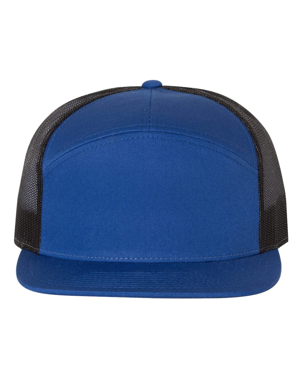 Richardson Seven-Panel Trucker Cap 168 Royal and Black Color Seven-Panel Trucker Cap