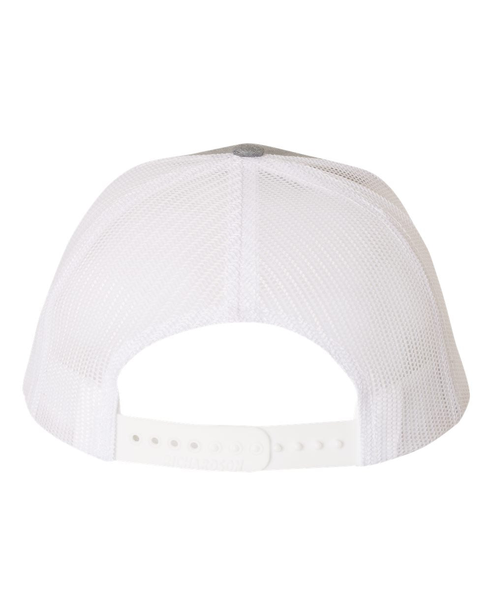 Heather Grey and White Adjustable Snapback Trucker Cap Back View