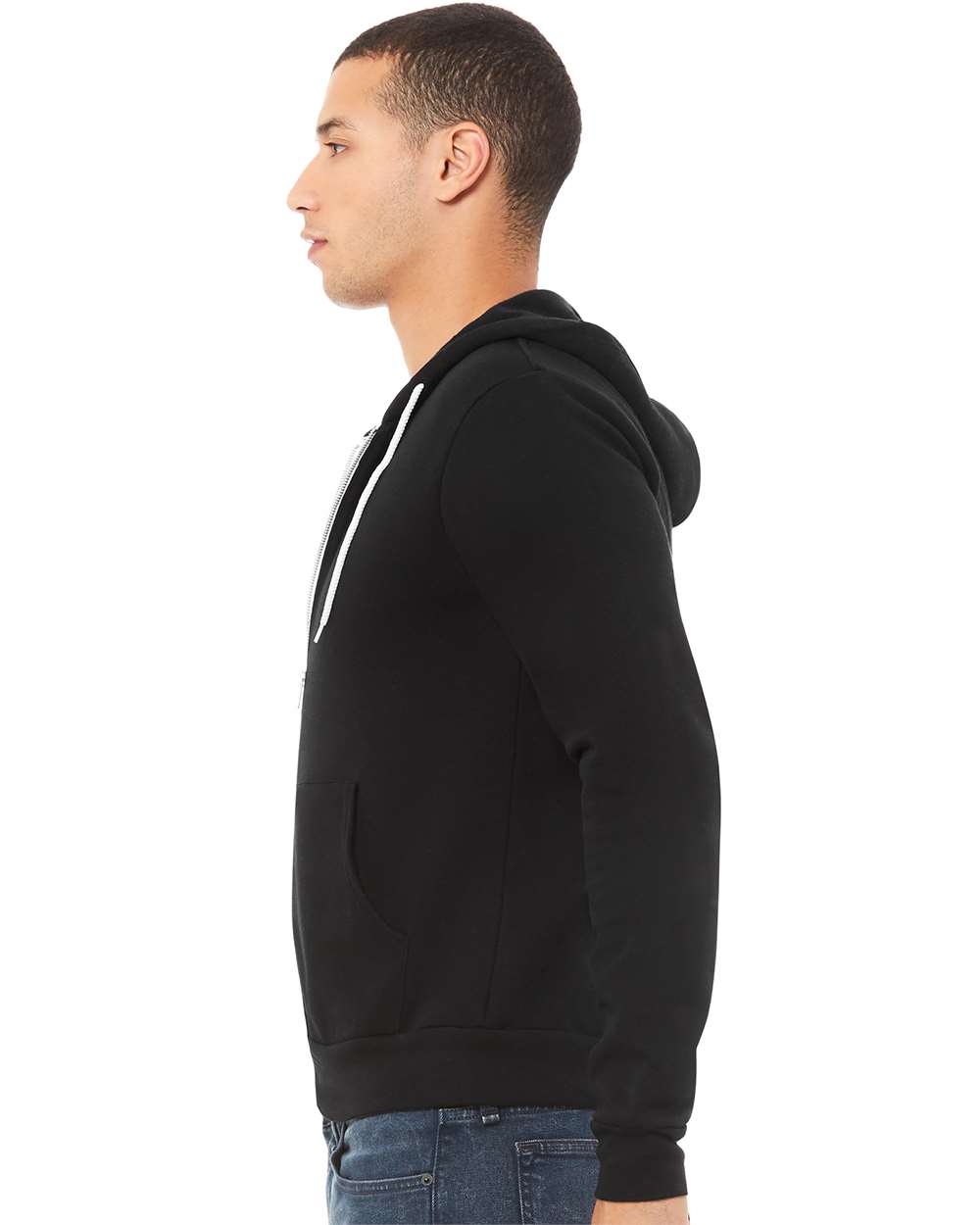 mdl Black Color Unisex Sponge Fleece Full-Zip Hoodie