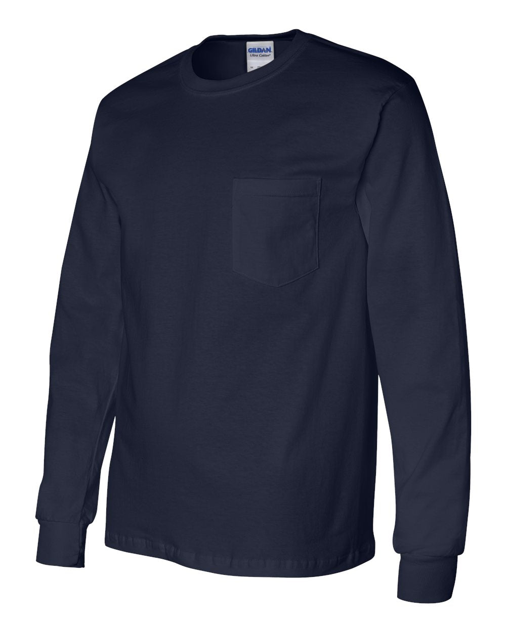 Gildan Ultra Cotton® Long Sleeve Pocket T-Shirt 2410 #color_Navy