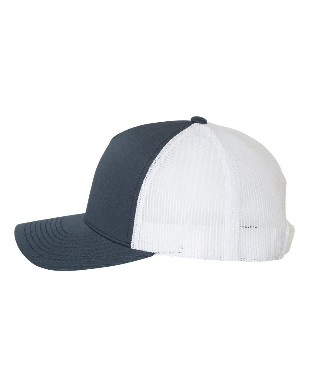 Navy and White Color Retro Trucker Cap Side View