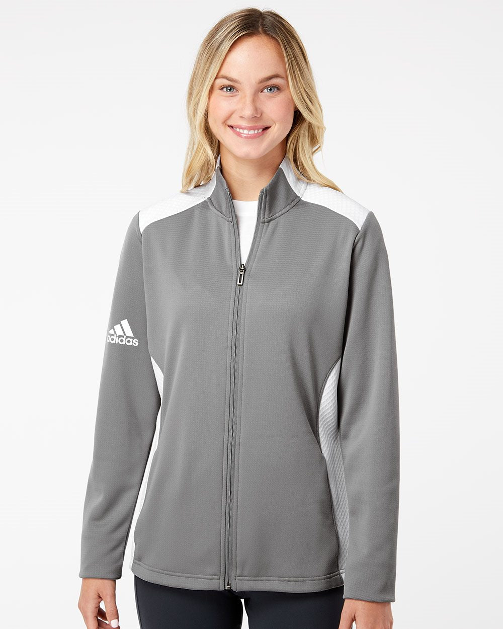 Adidas A529 Women's Textured Mixed Media Full-Zip Jacket