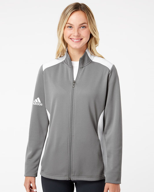 Adidas A529 Women's Textured Mixed Media Full-Zip Jacket