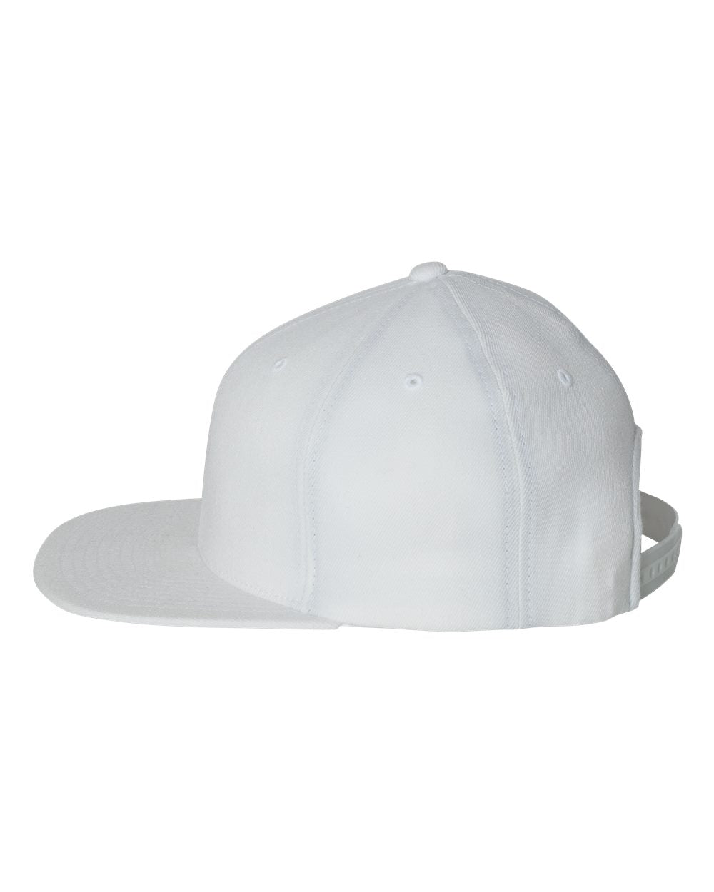 Flexfit 110® Flat Bill Snapback Cap 110F White Color Color Flexfit 110® Flat Bill Snapback Cap Side View
