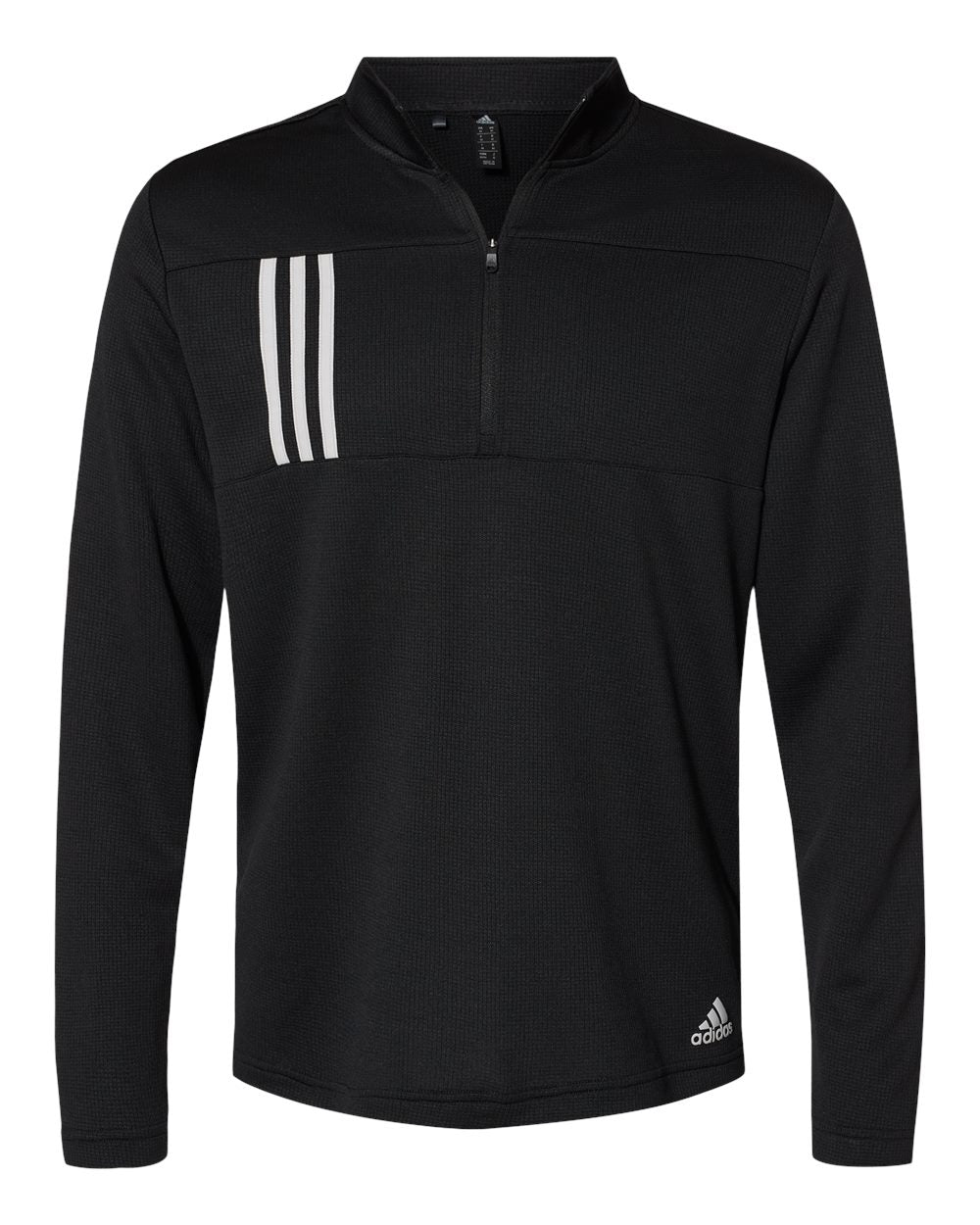 Adidas  A482 3-Stripes Double Knit Quarter-Zip Pullover #color_Black/ Grey Two