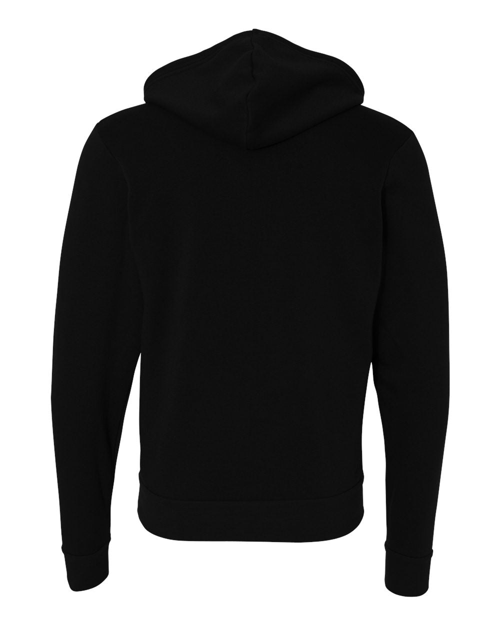 Black Color Unisex Sponge Fleece Full-Zip Hoodie