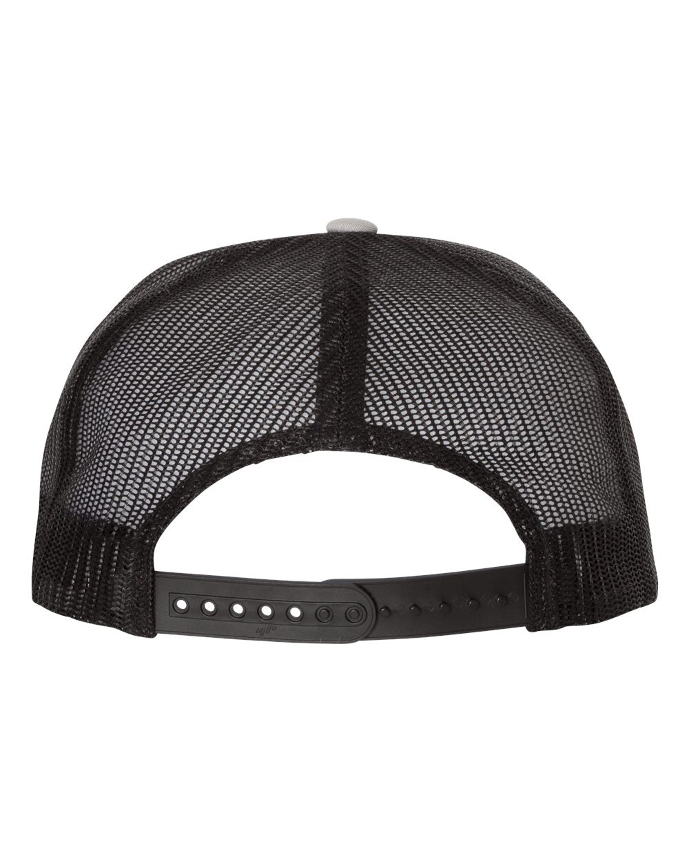 Silver and Black Color Flat Bill Trucker Cap Back View
